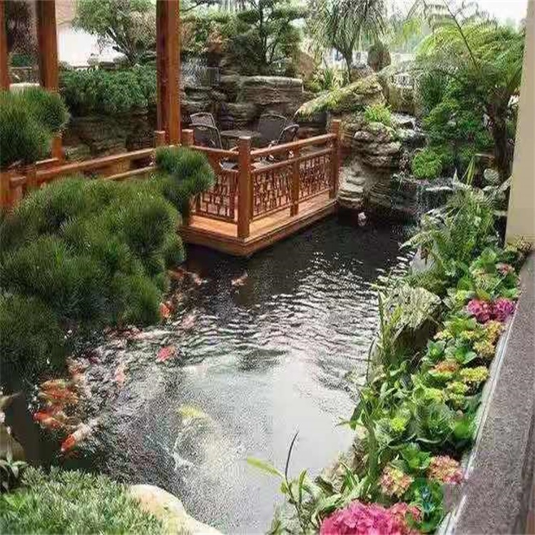 鱼台庭院设计鱼池假山建造图